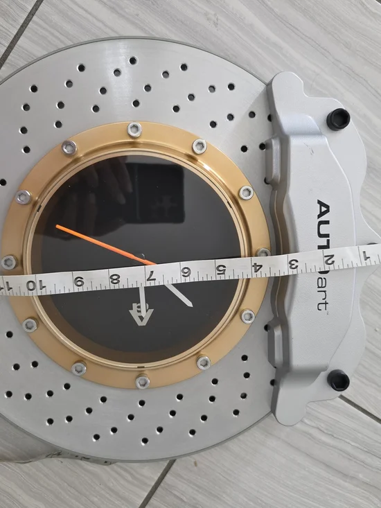 Silver & Gold Brake Disc Wall Clock - Modern Automotive Decor - Picture 2 of 4